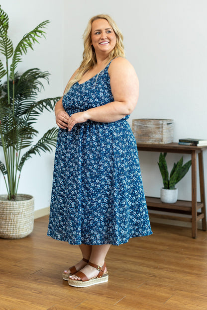 Cassidy Midi Dress - Blue Floral Mix