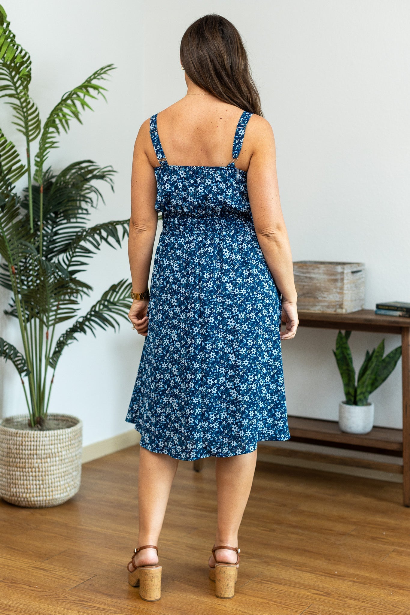 Cassidy Midi Dress - Blue Floral Mix