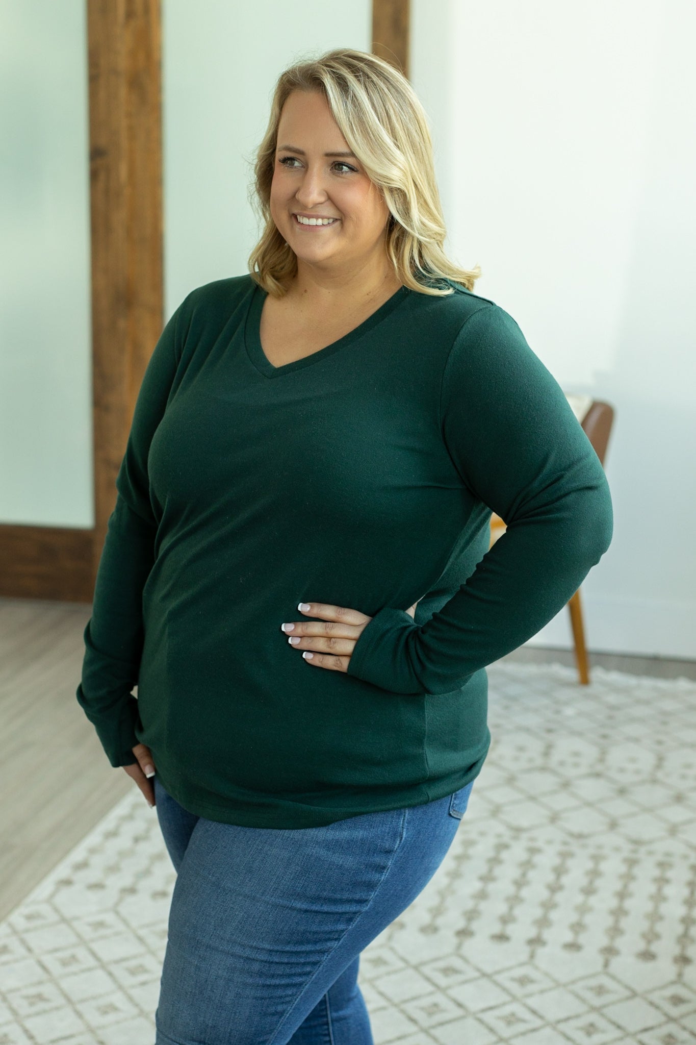 Leah Long Sleeve Top - Evergreen