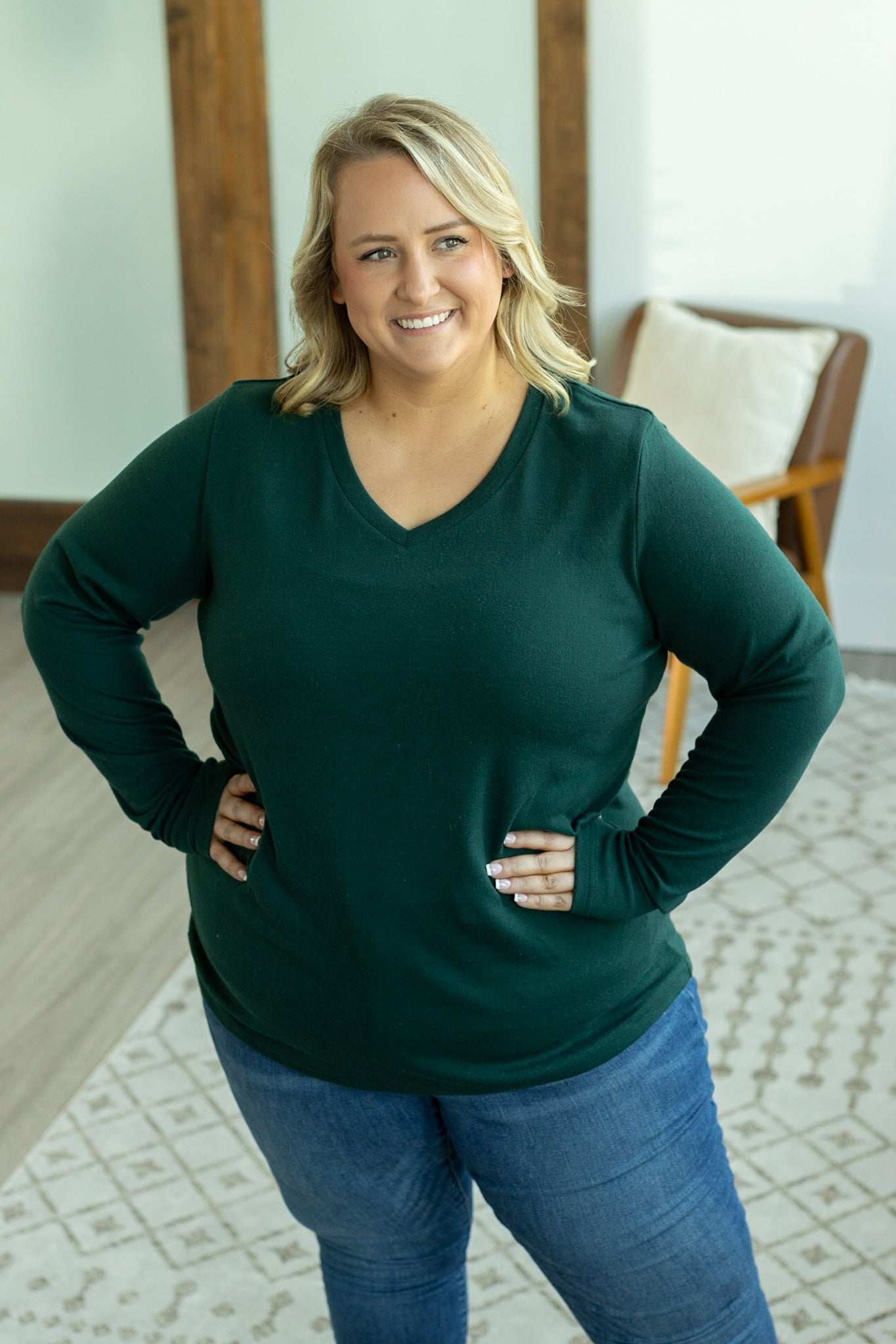 Leah Long Sleeve Top - Evergreen