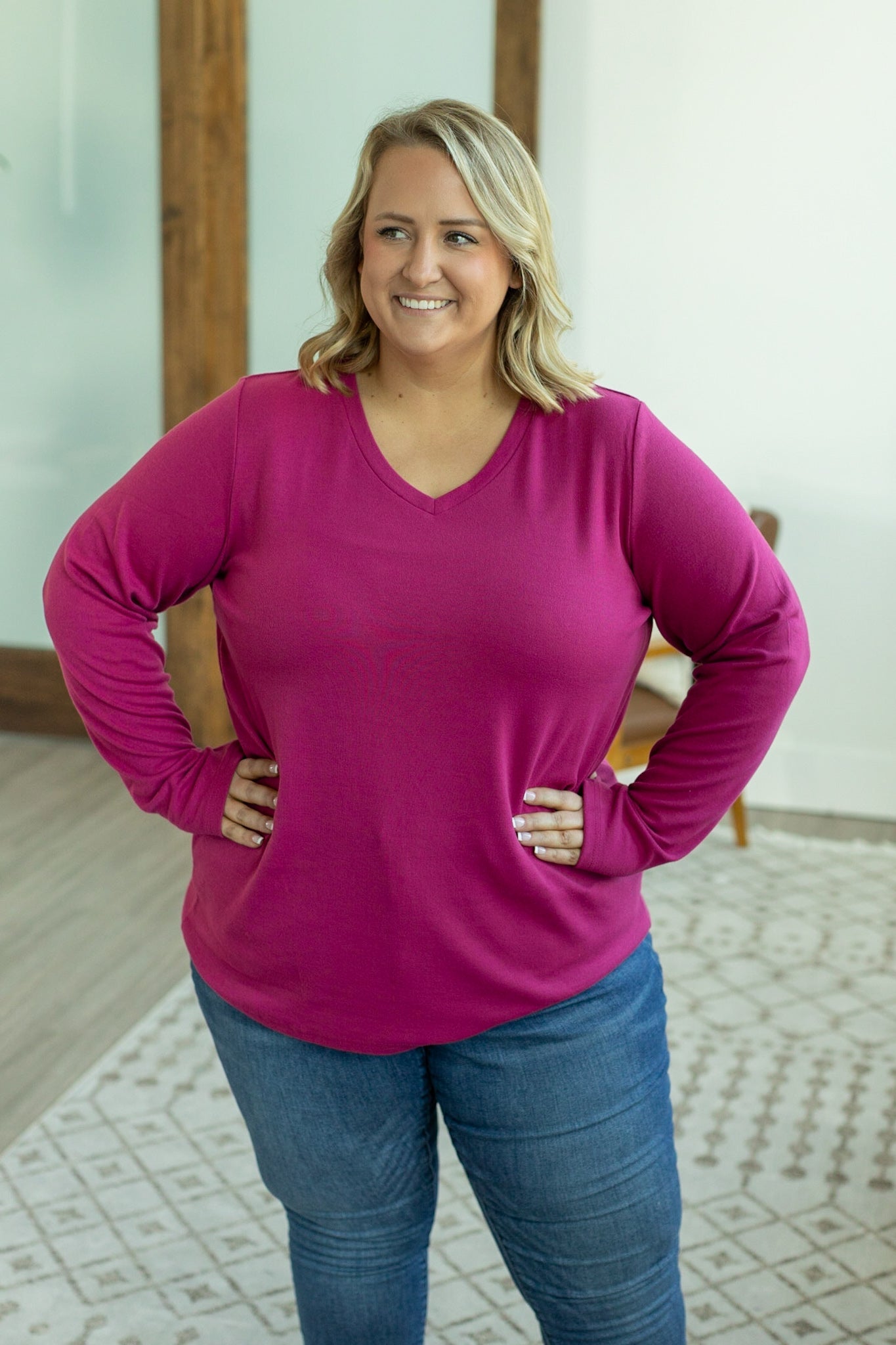 Leah Long Sleeve Top - Magenta