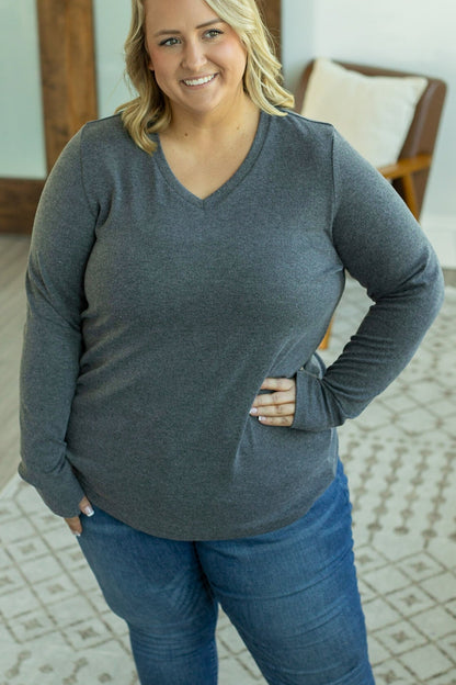 Leah Long Sleeve Top - Charcoal