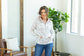 Classic Halfzip Hoodie - Floral with Blush Accent