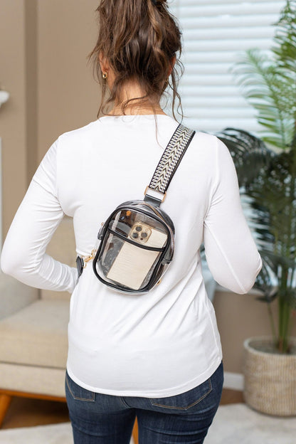 Clear Bag - Black Geometric Strap