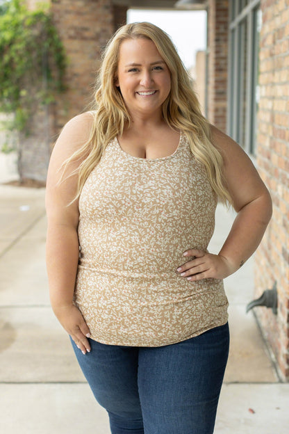 Luxe Crew Tank - Tan Floral