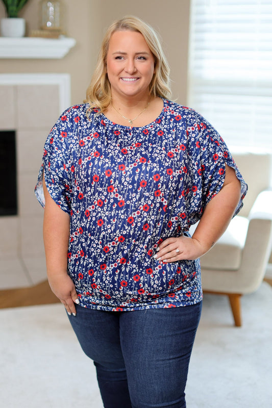 Darcy Dolman Top - Navy and Red Floral