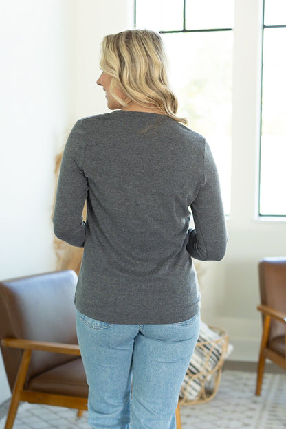 Leah Long Sleeve Top - Charcoal