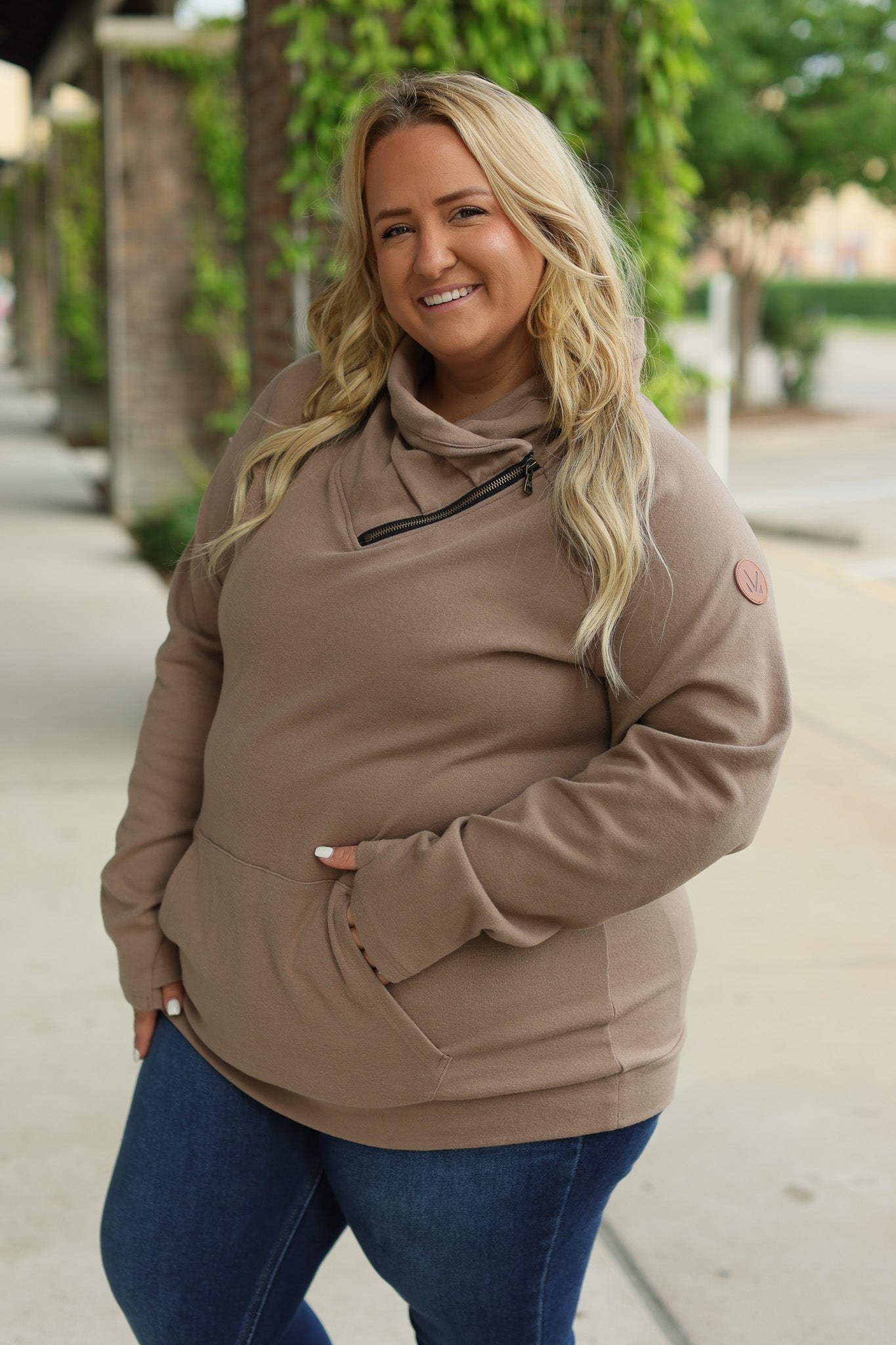 Classic Zoey ZipCowl Sweatshirt - Mocha