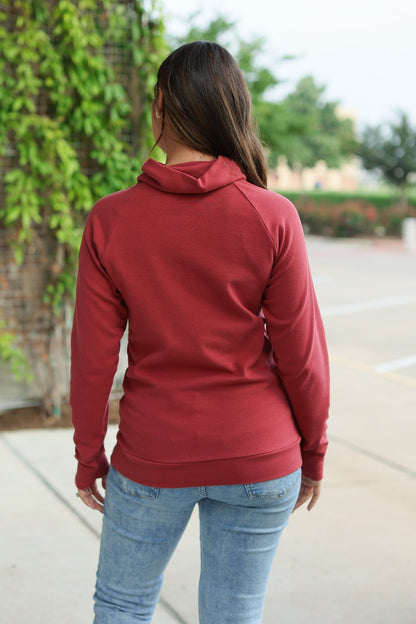 Classic Zoey ZipCowl Sweatshirt - Brick