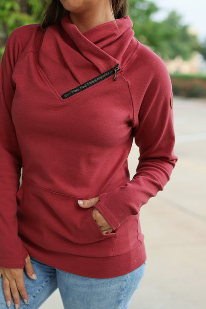 Classic Zoey ZipCowl Sweatshirt - Brick