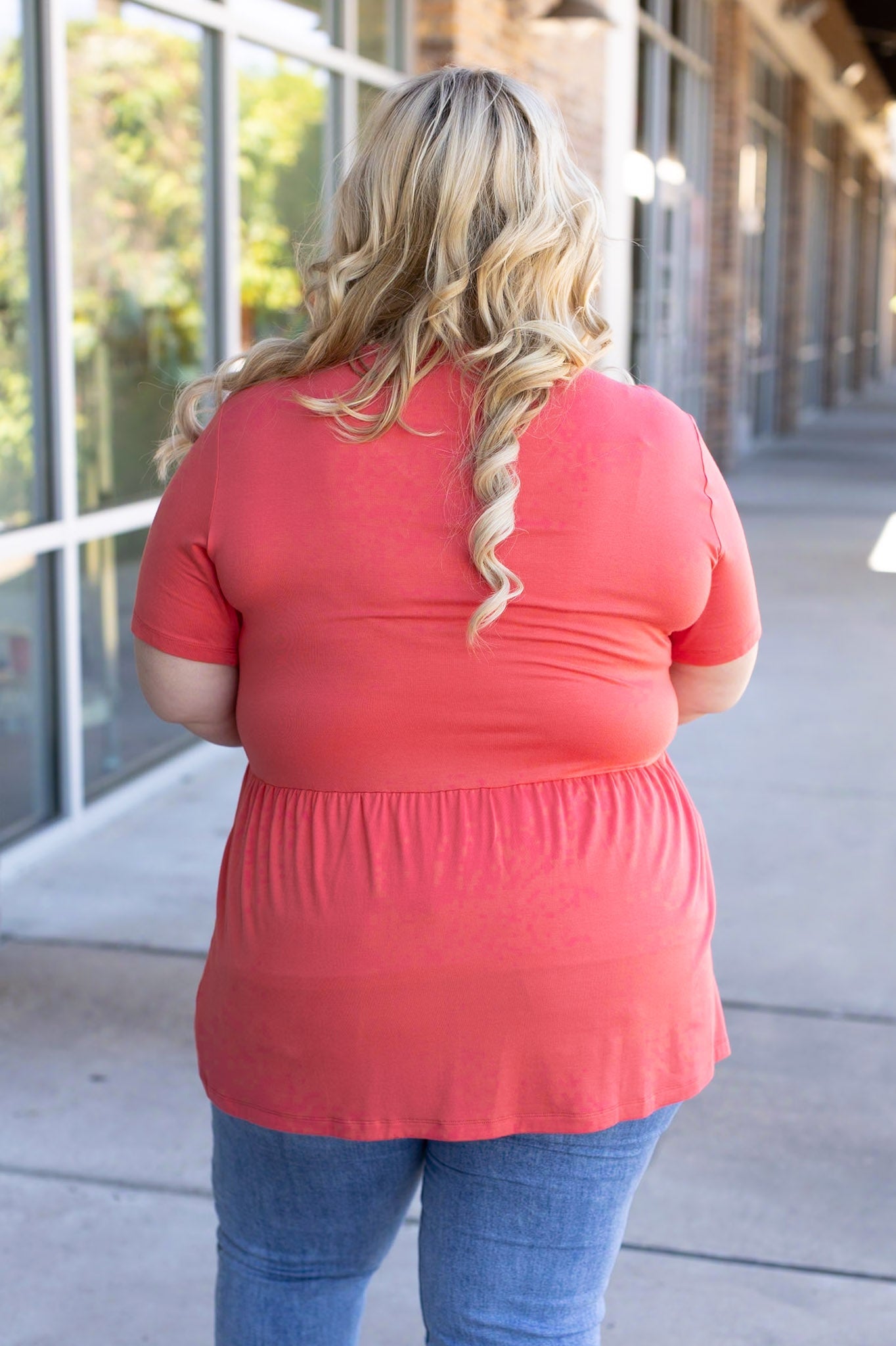 Sarah Ruffle Short Sleeve - Deep Coral