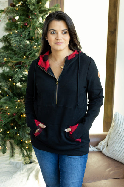 Avery Accent HalfZip Hoodie - Buffalo Plaid