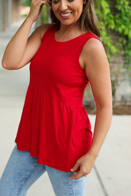 Renee Ruffle Tank - Red