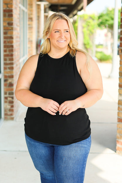 Tara Ribbed Tank - Black