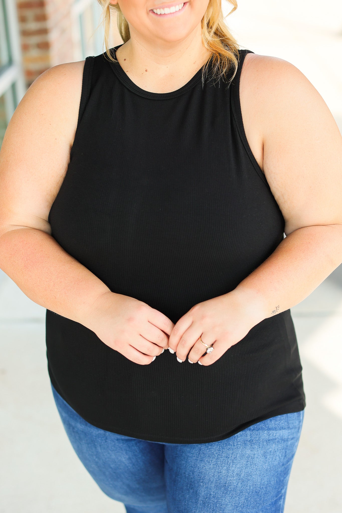 Tara Ribbed Tank - Black