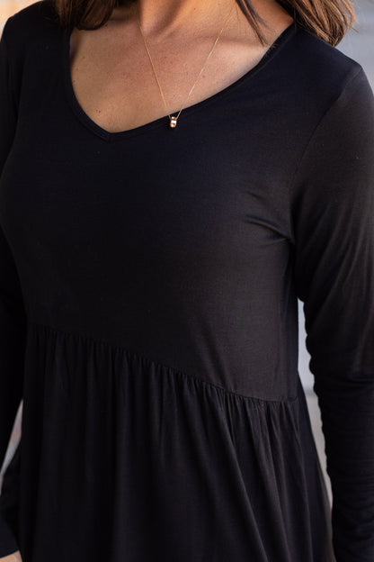 Long Sleeve Sarah Ruffle - Black