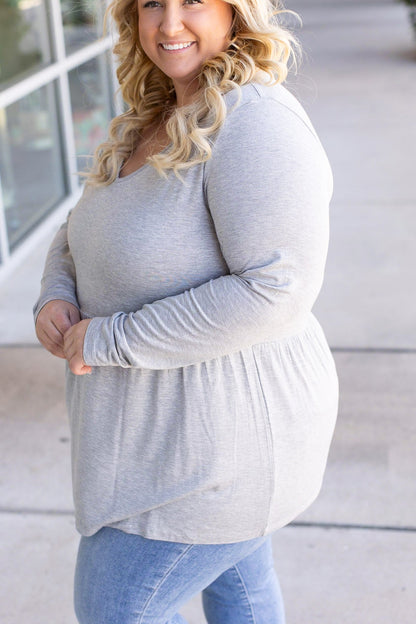 Long Sleeve Sarah Ruffle - Light Grey