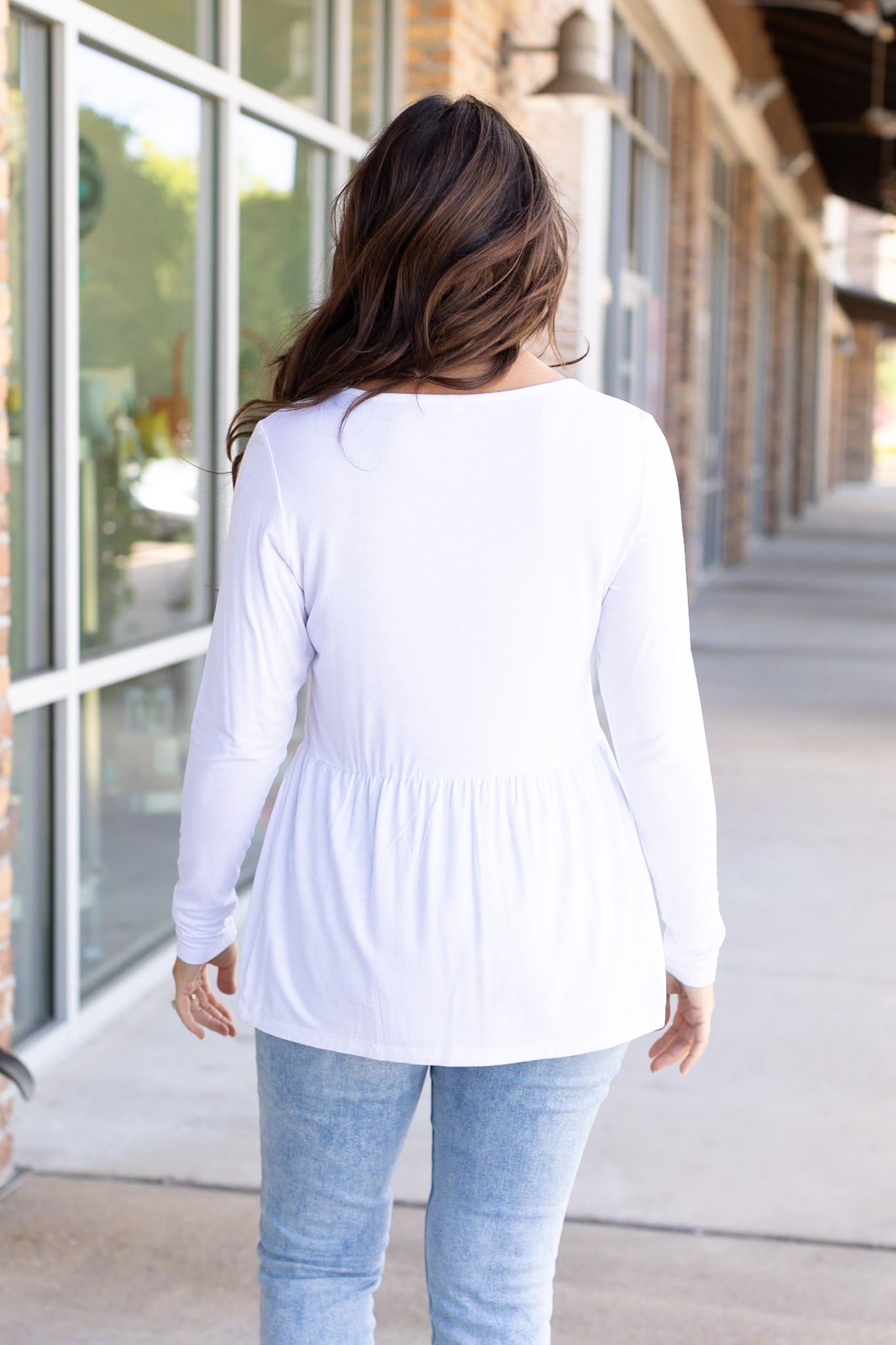 Long Sleeve Sarah Ruffle - White