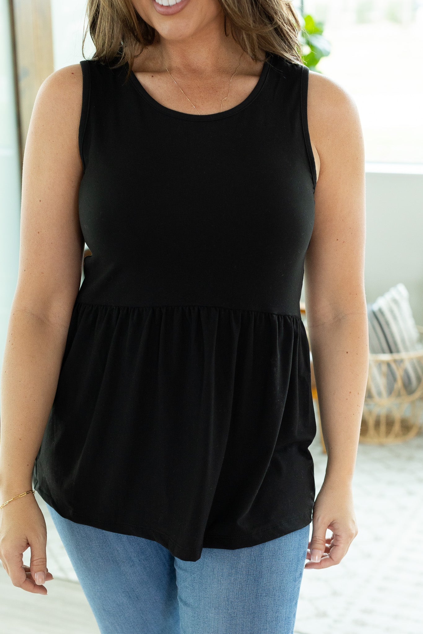 Renee Ruffle Tank - Black