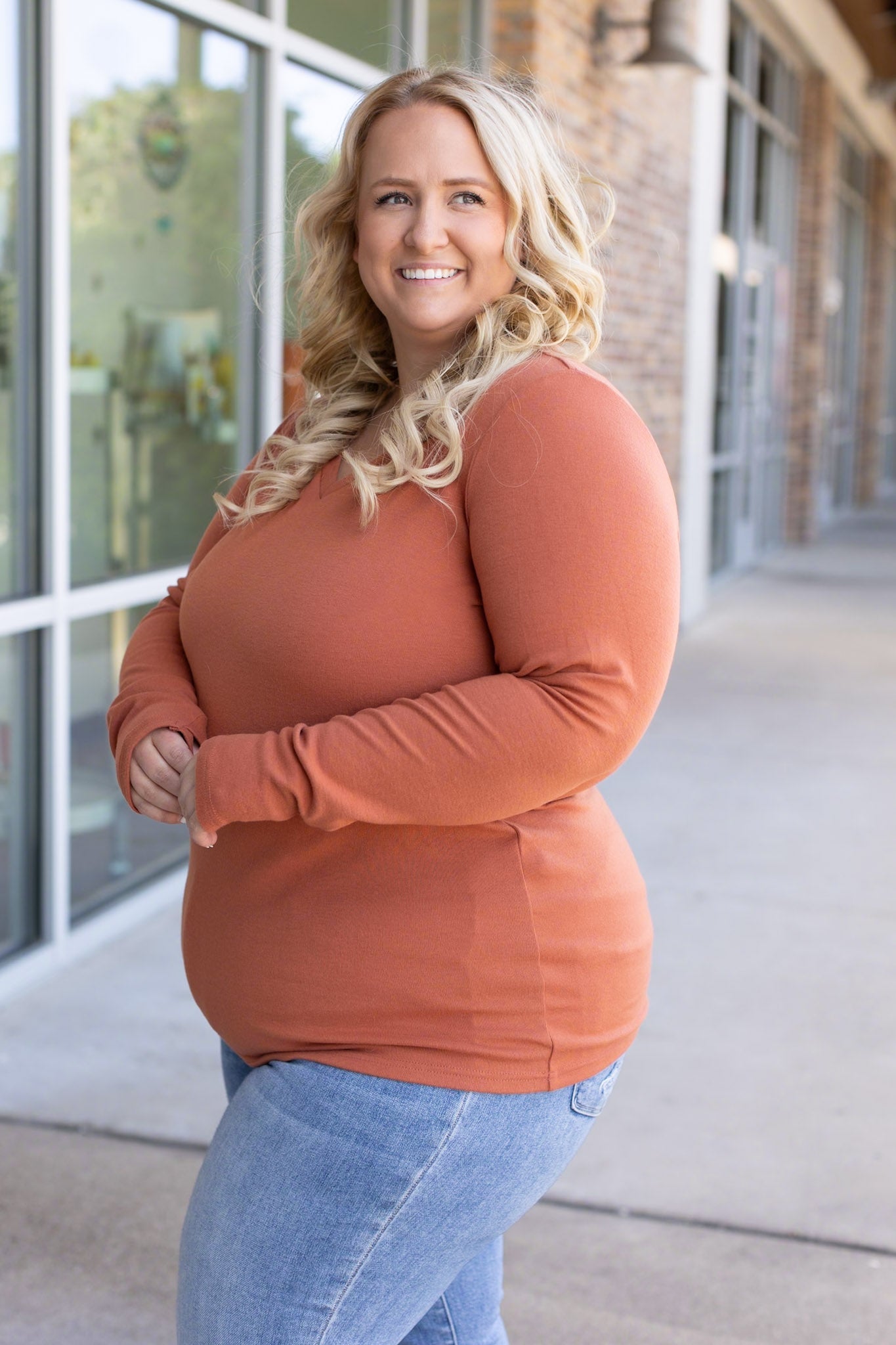 Leah Long Sleeve Top - Pumpkin