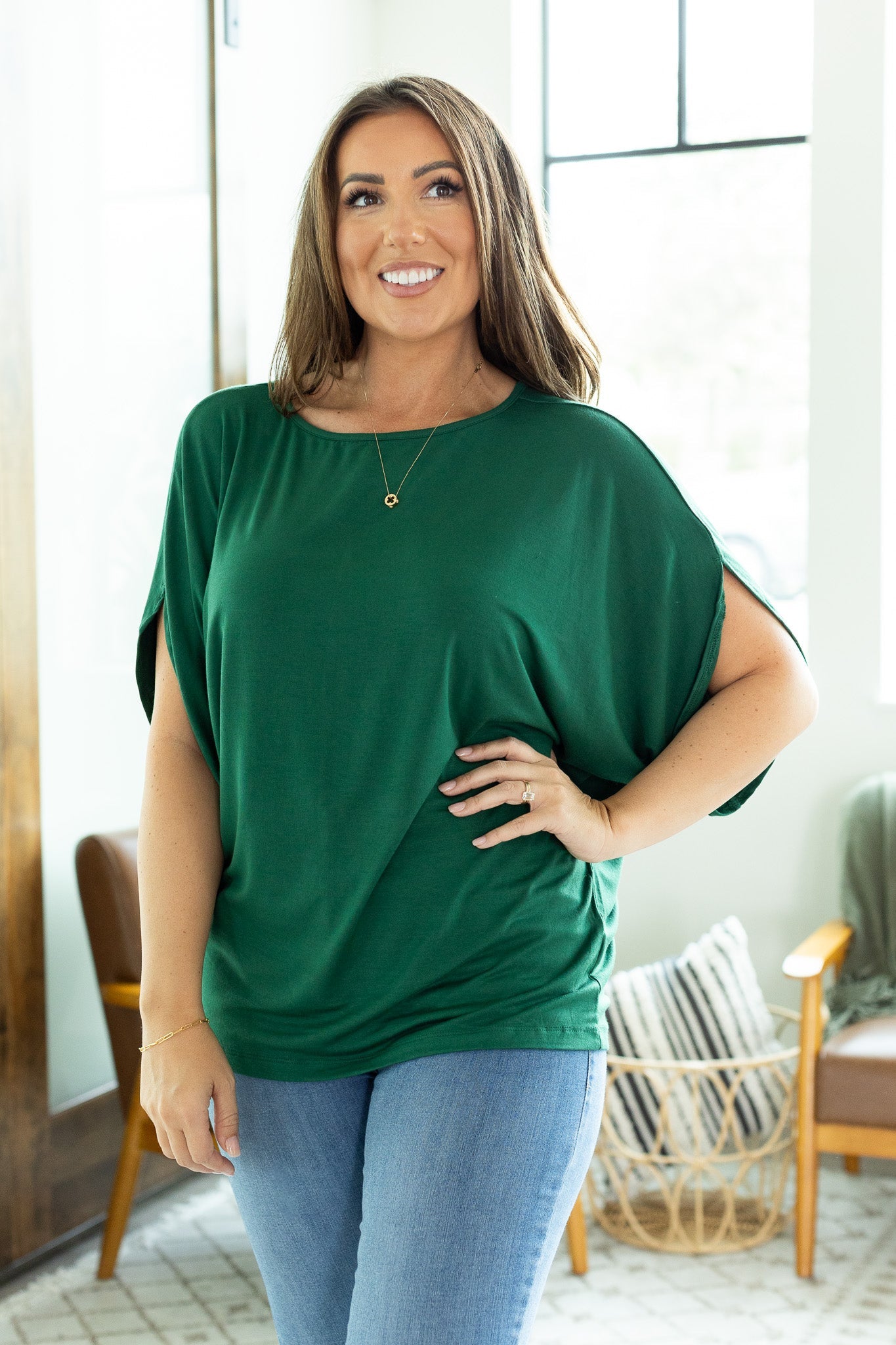 Darcy Dolman Top - Forest Green