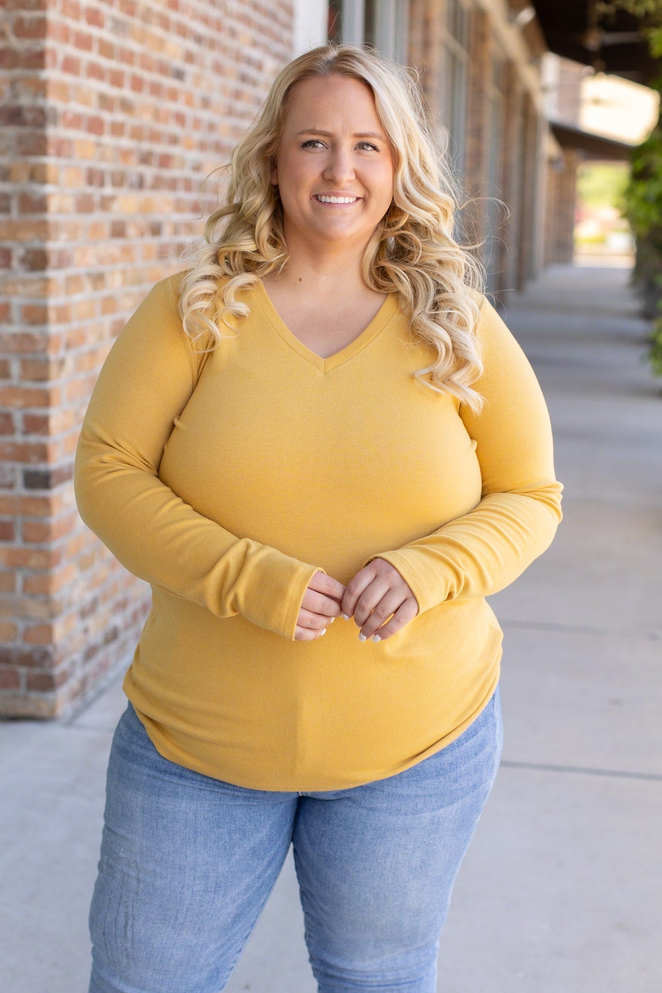 Leah Long Sleeve Top - Mustard