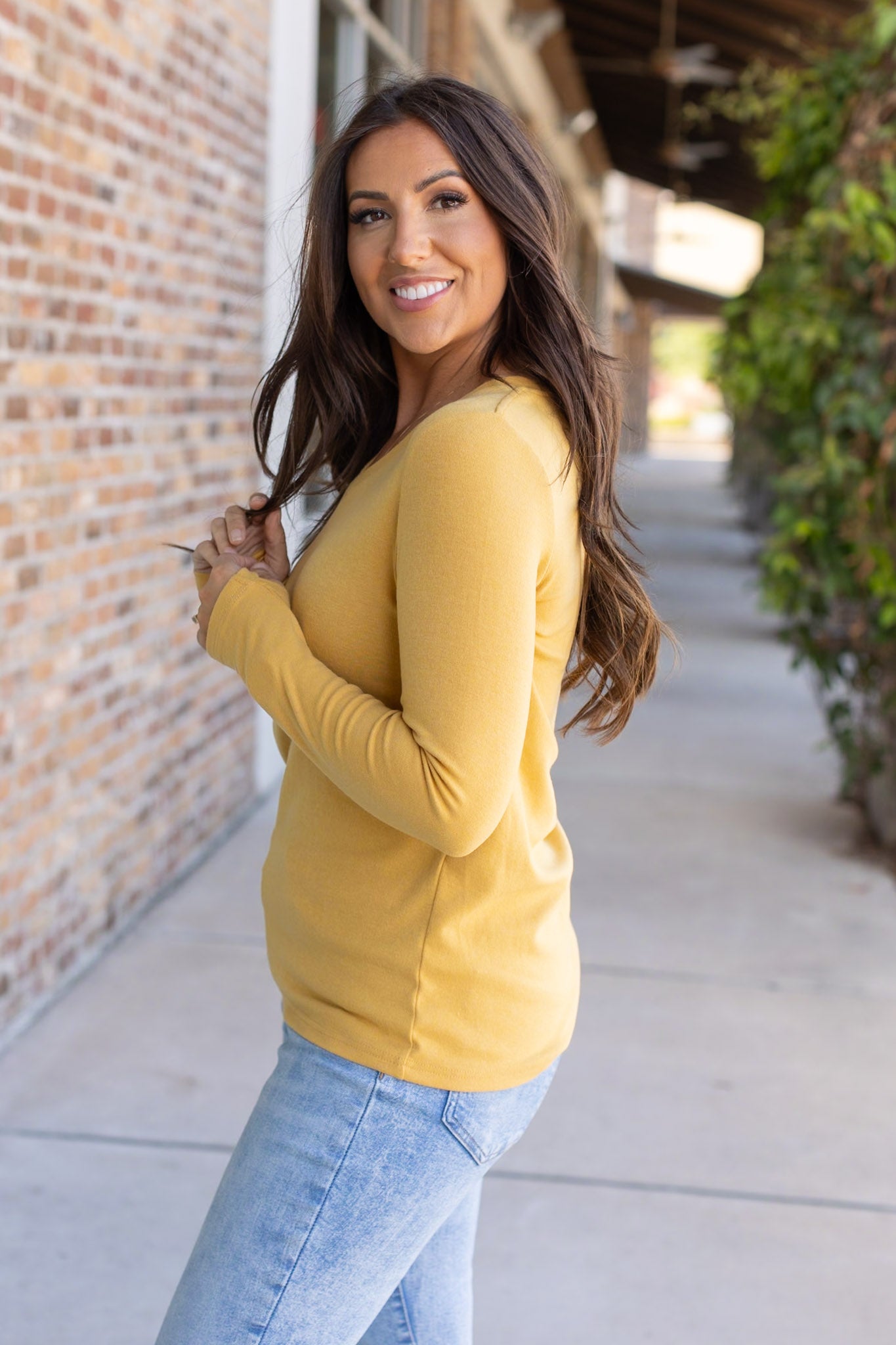 Leah Long Sleeve Top - Mustard