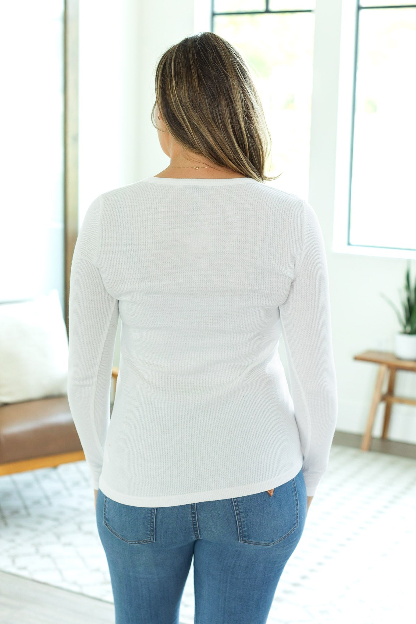 Harper Long Sleeve Henley - White