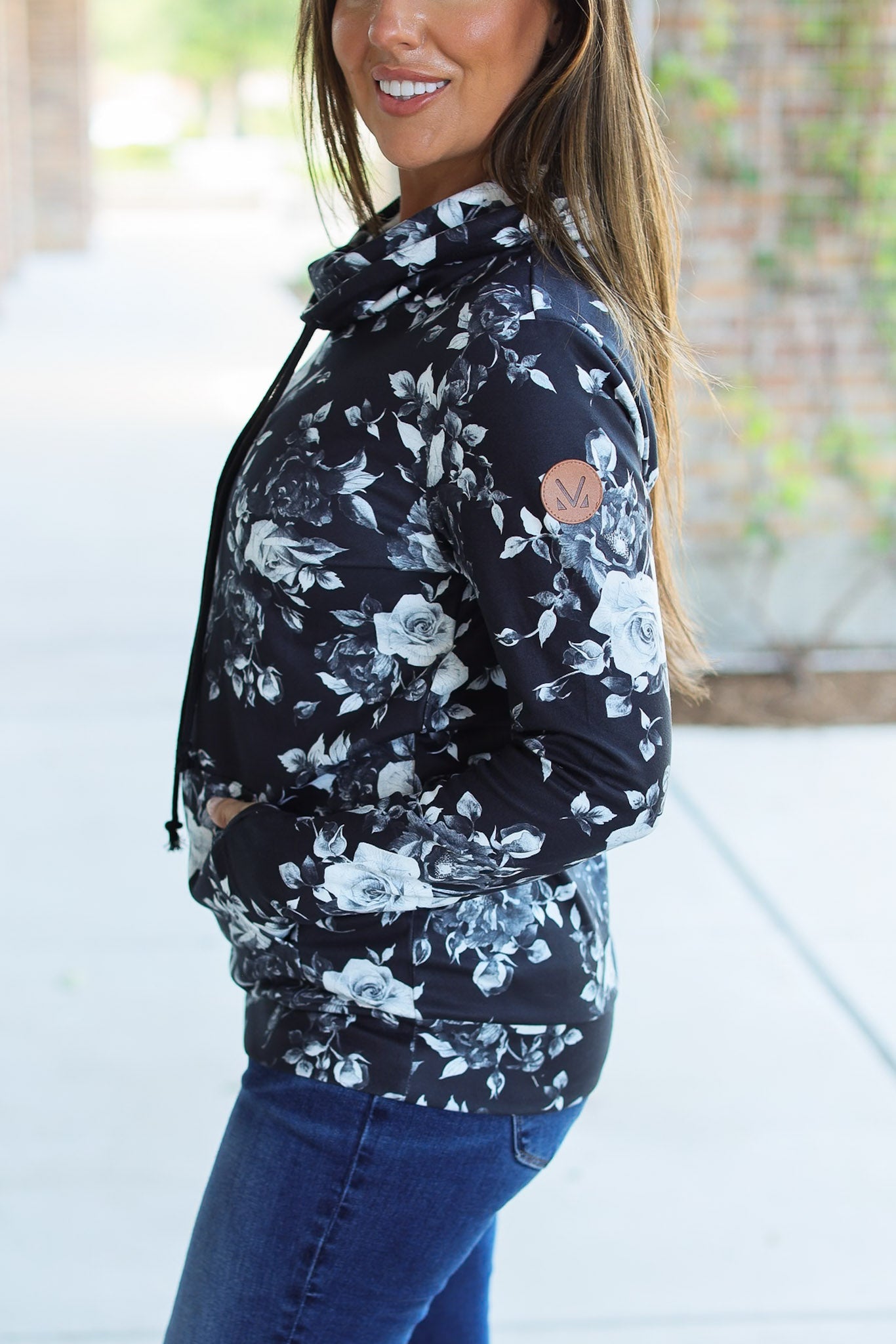 Soft Funnel Neck - Black Floral