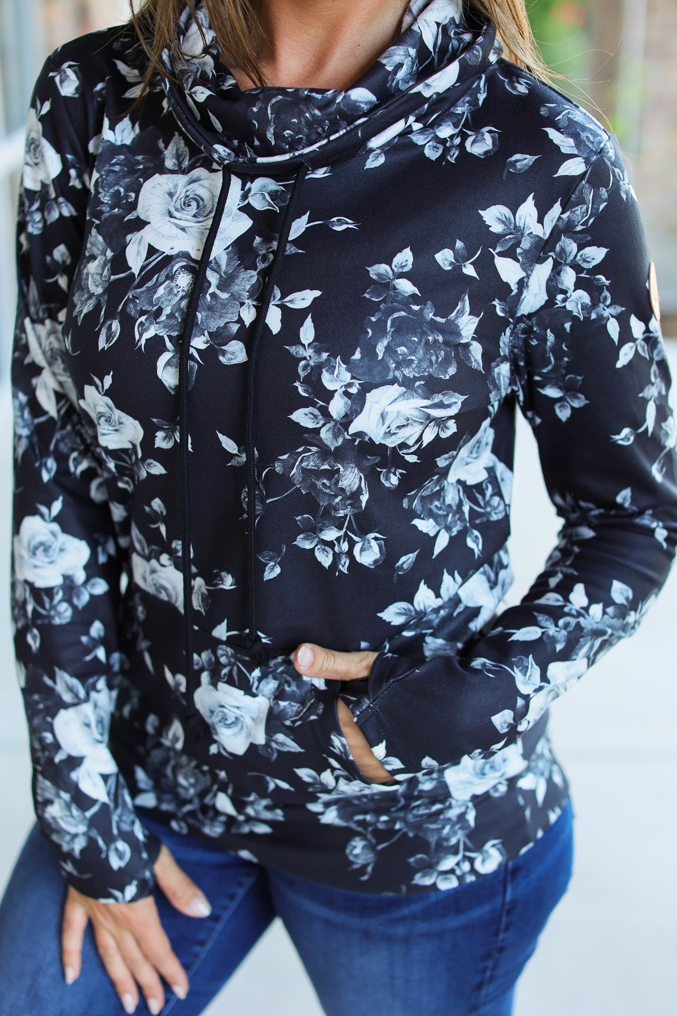 Soft Funnel Neck - Black Floral