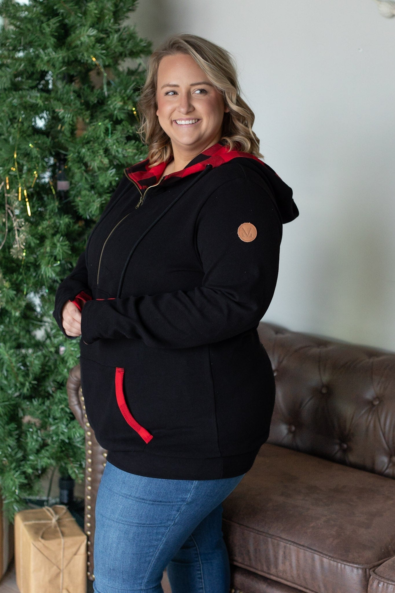 Avery Accent HalfZip Hoodie - Buffalo Plaid