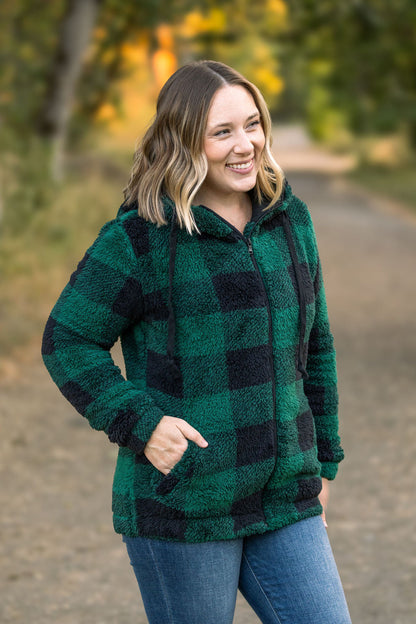 Sherpa Fullzip Hoodie - Green Plaid