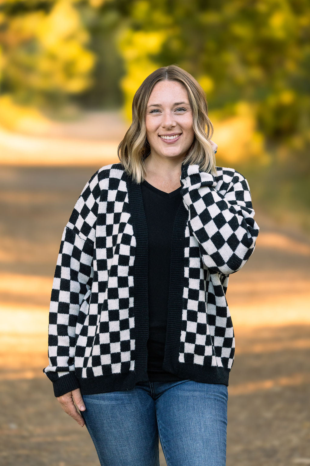 Black Checker Cardigan