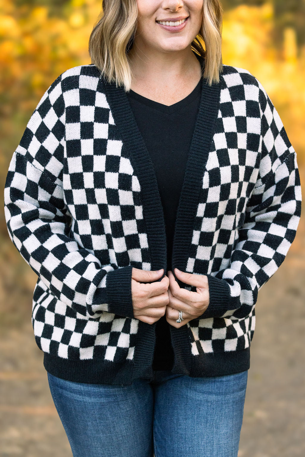 Black Checker Cardigan