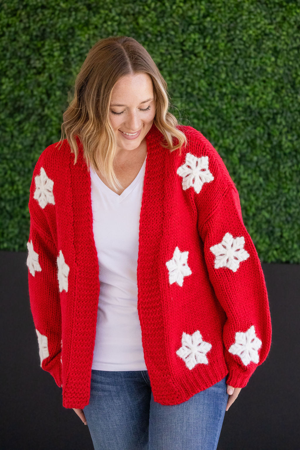 Snowflake Cardigan - Red