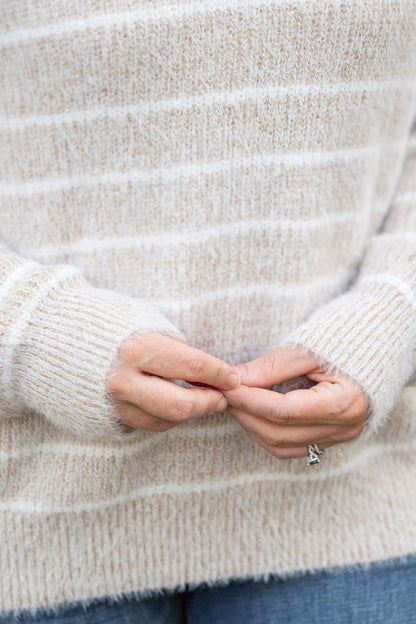 Cozy Striped Sweater -grey