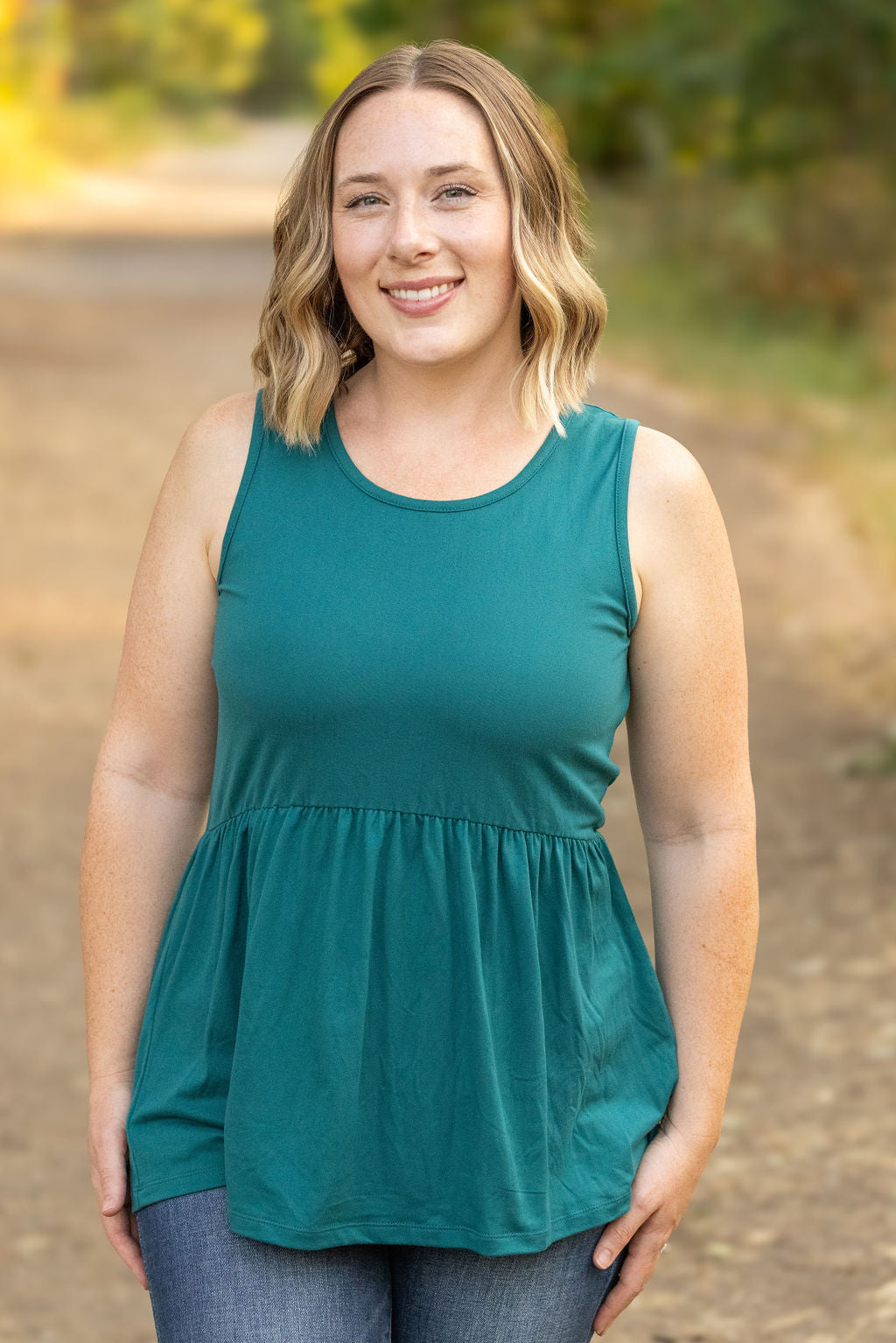 Renee Ruffle Tank - Teal