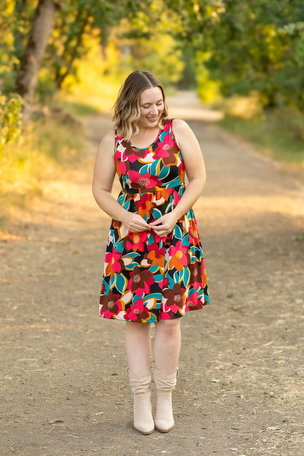 Kelsey Tank Dress - Bold Magenta Floral