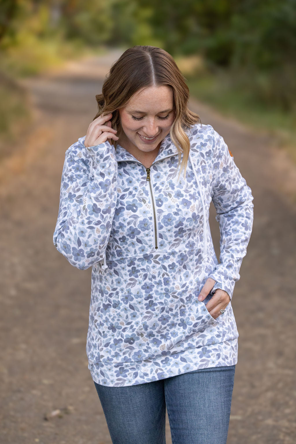 HalfZip Hoodie - Blue Floral