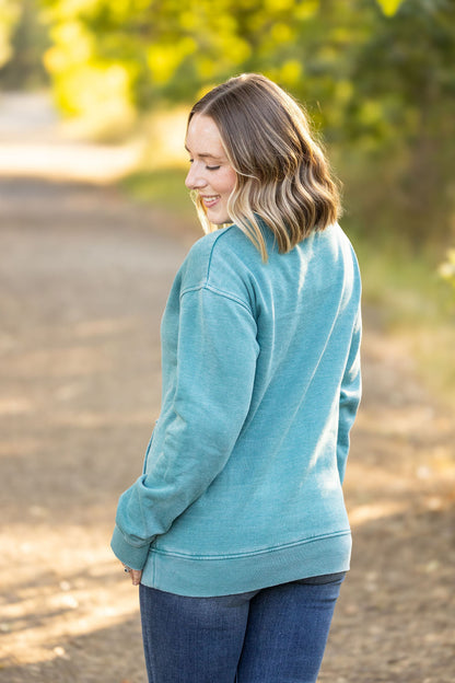 Vintage Wash Pocket Pullover - Teal