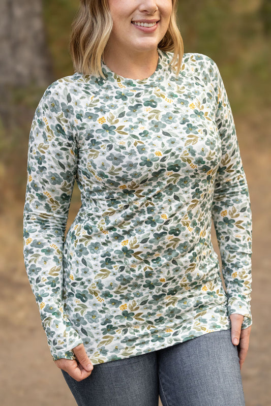 Blair Long Sleeve Top - Green Floral