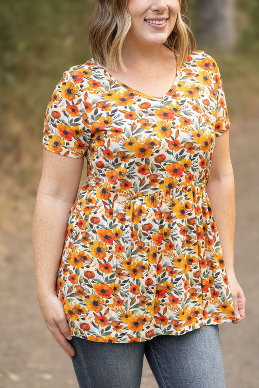 Sarah Ruffle Short Sleeve - Fall Floral