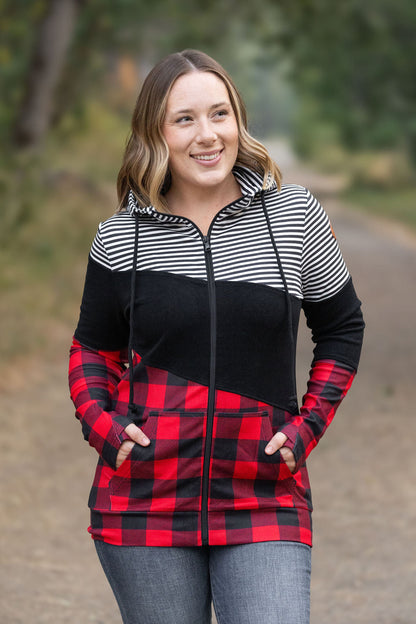 Colorblock Fullzip - Plaid and Stripes