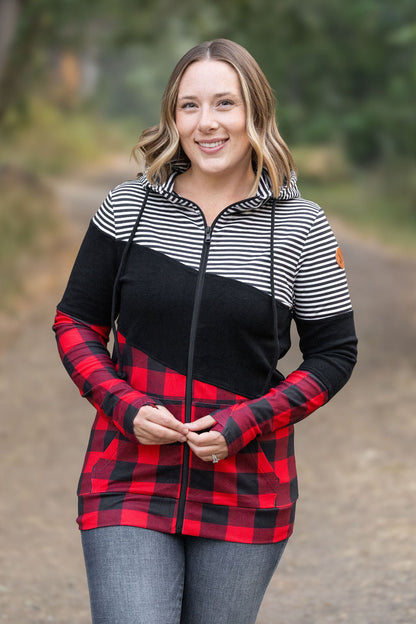 Colorblock Fullzip - Plaid and Stripes