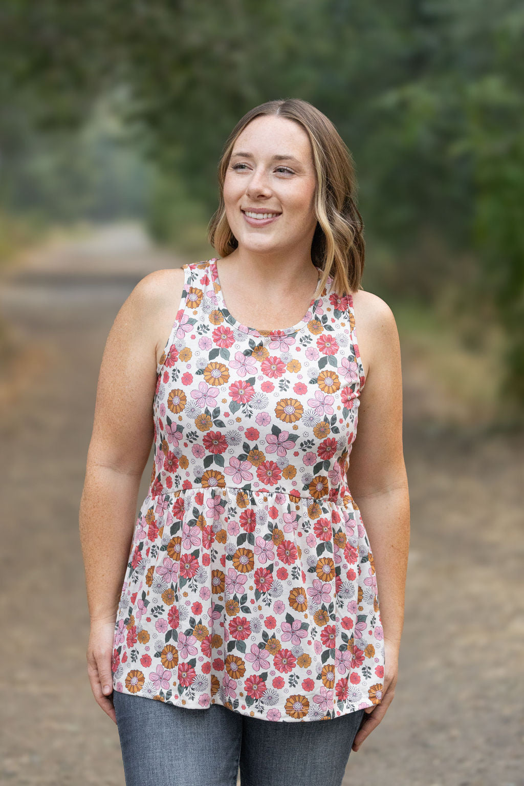 Renee Ruffle Tank - Fall Boho Floral