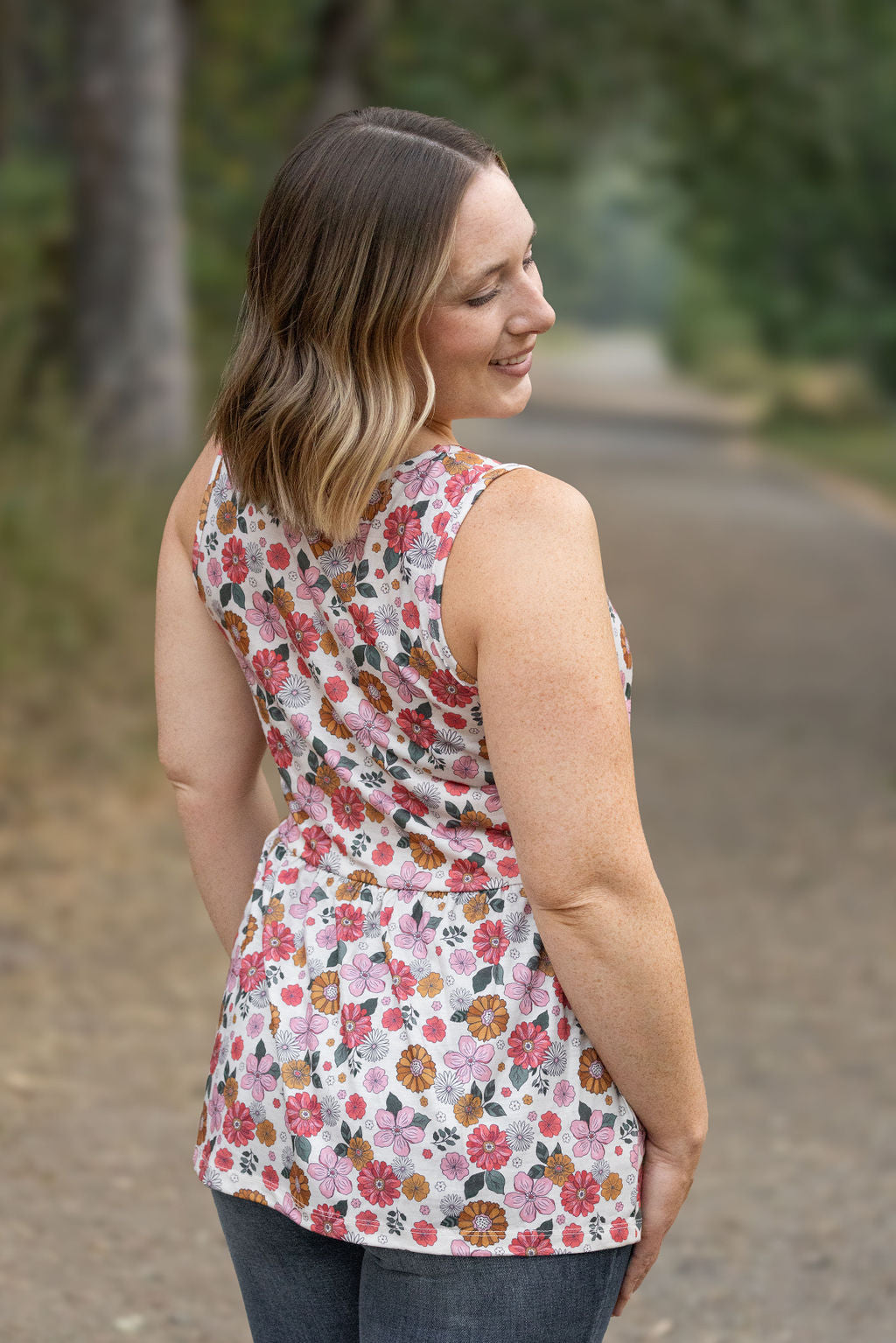 Renee Ruffle Tank - Fall Boho Floral