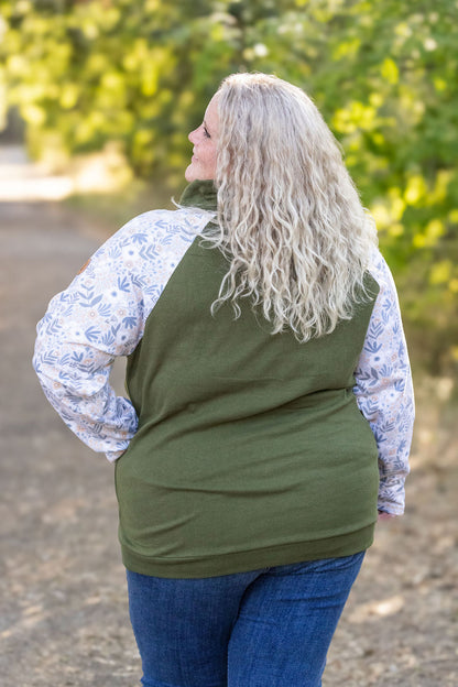 Zoey ZipCowl - Olive and Boho Floral