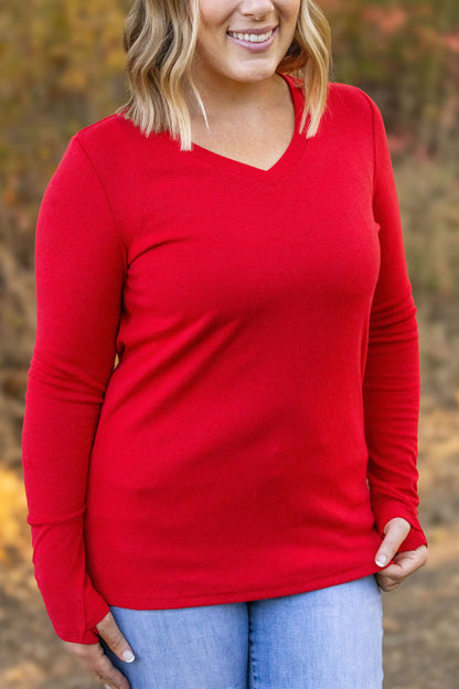 Leah Long Sleeve Top - Red