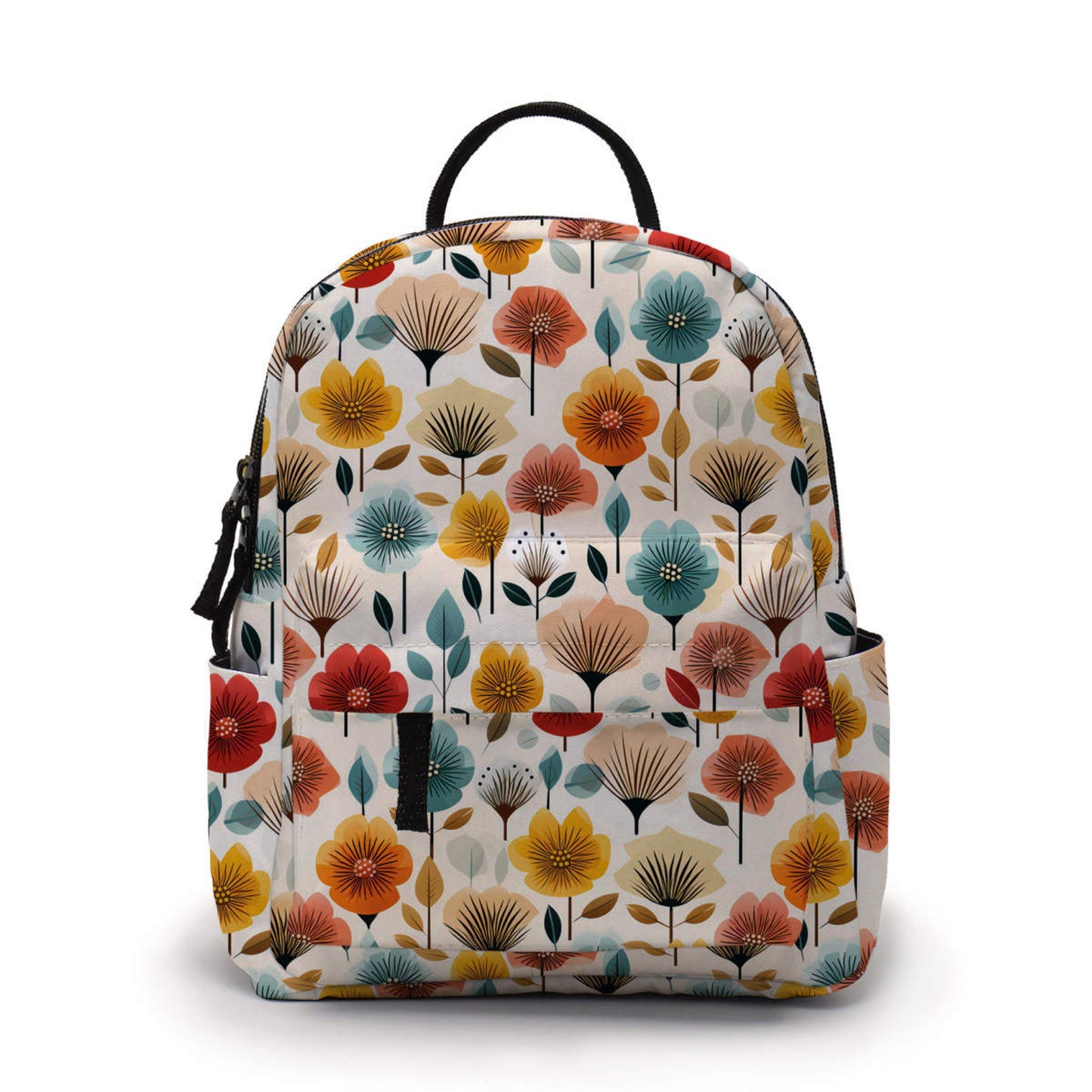 Mini Backpack - Floral Blooms Red Orange Blue