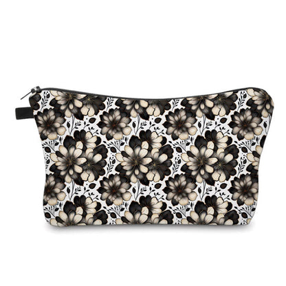 Pouch - Black White Cream Floral